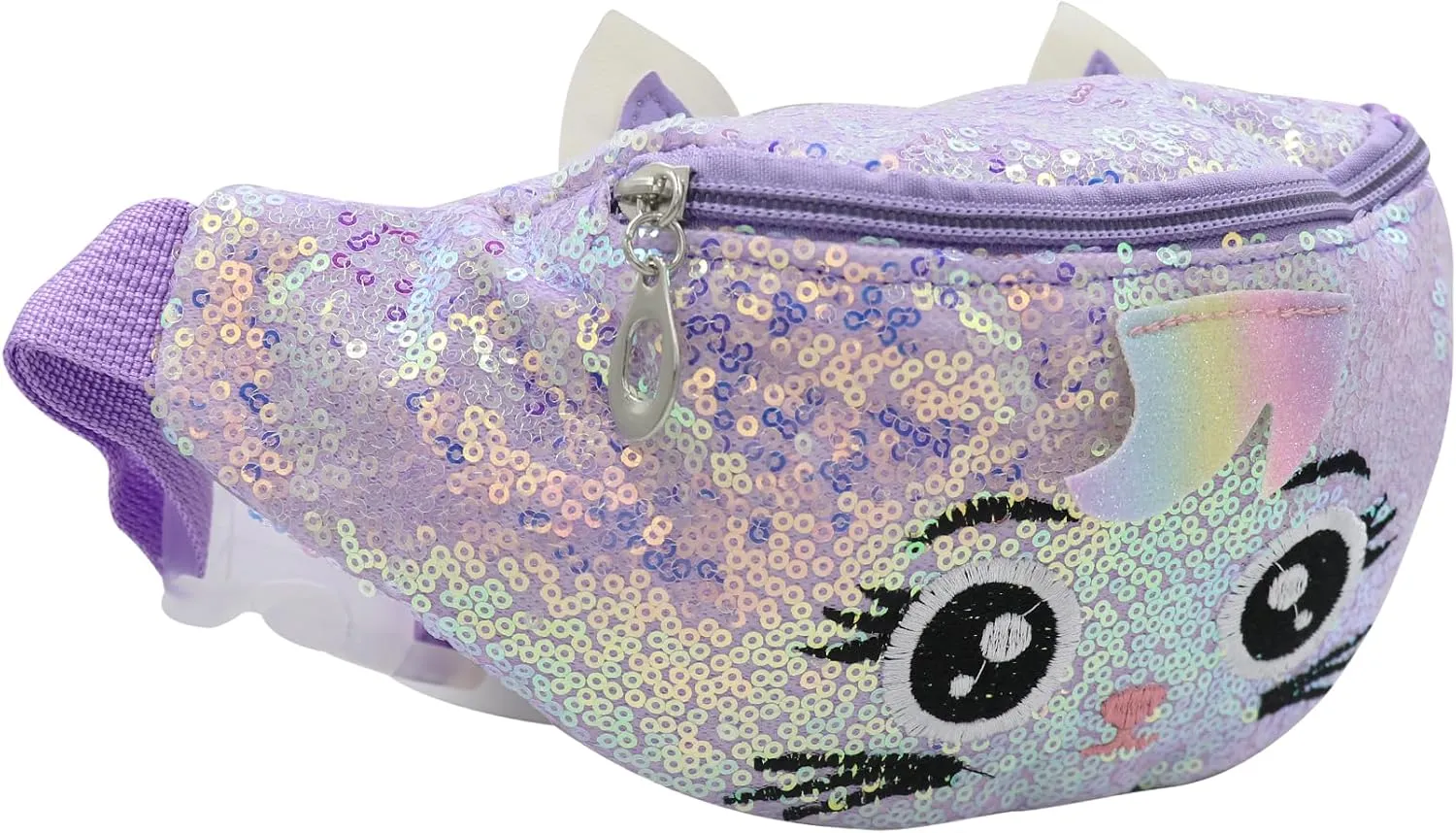 Sequins Cute Cat Fanny Pack Unicorn Crossbody Shoulder Bag for Girls Sling Bag Animal Chest bag Belt Bag