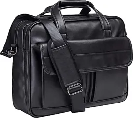 seyfocnia Men's Business Travel Briefcase Leather Handmade Messenger Bags Laptop Bag