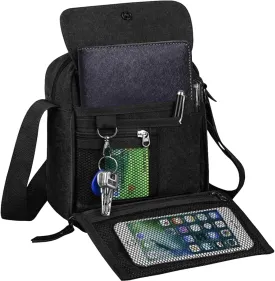 Small Canvas Messenger Bag Chest Bag Travel Bag, Mini Crossbody Bag Shoulder Bag for Men Women Multi Pocket Purses