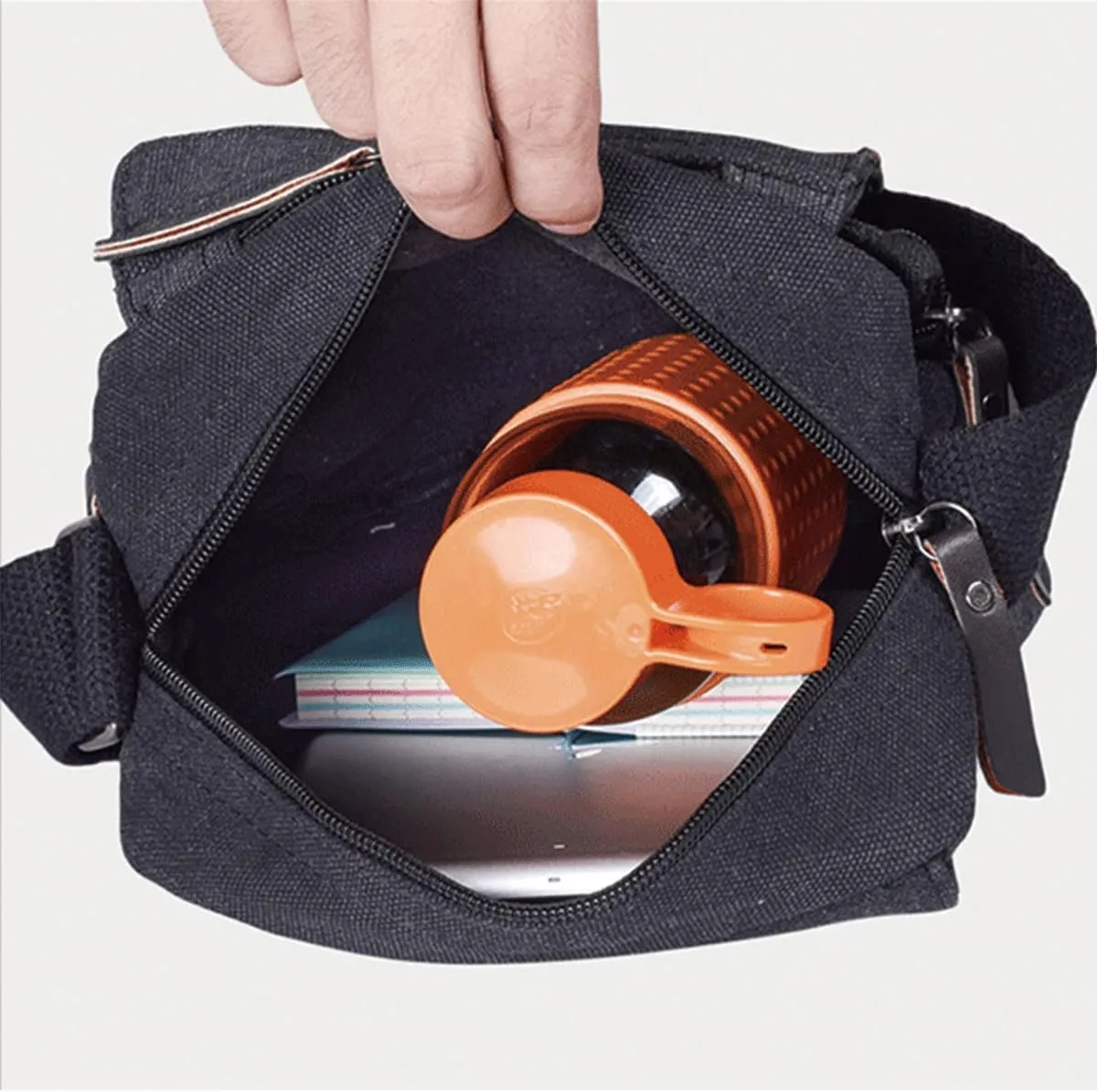 Small Canvas Messenger Bag Chest Bag Travel Bag, Mini Crossbody Bag Shoulder Bag for Men Women Multi Pocket Purses