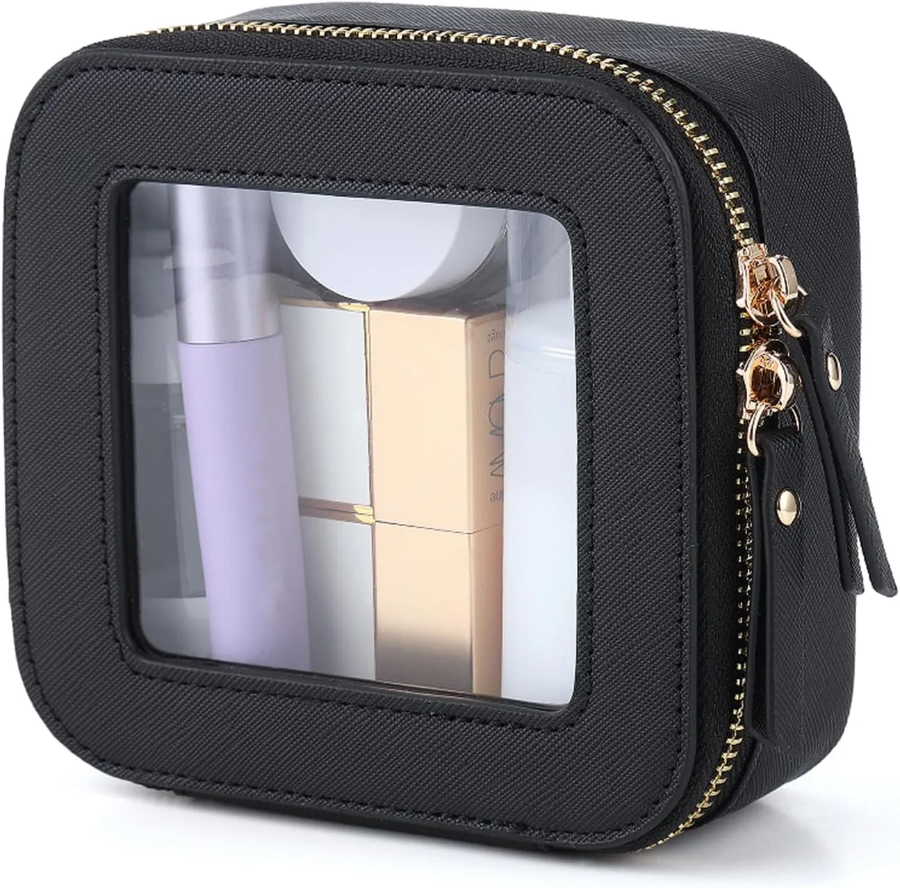 Small Clear Makeup Bag Travel Cosmetic Case, Portable Make Up Organizer Traveling Compact Car Bag for Essentials Transparent Toiletry Bag with Zipper