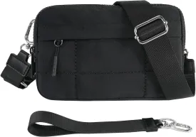 Small Crossbody Bags for Women Nylon Quilted Wristlet RFID Wallets with 4 Zipper Carry All Purse Credit Card Holder