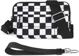 Small Crossbody Bags for Women Nylon Quilted Wristlet RFID Wallets with 4 Zipper Carry All Purse Credit Card Holder