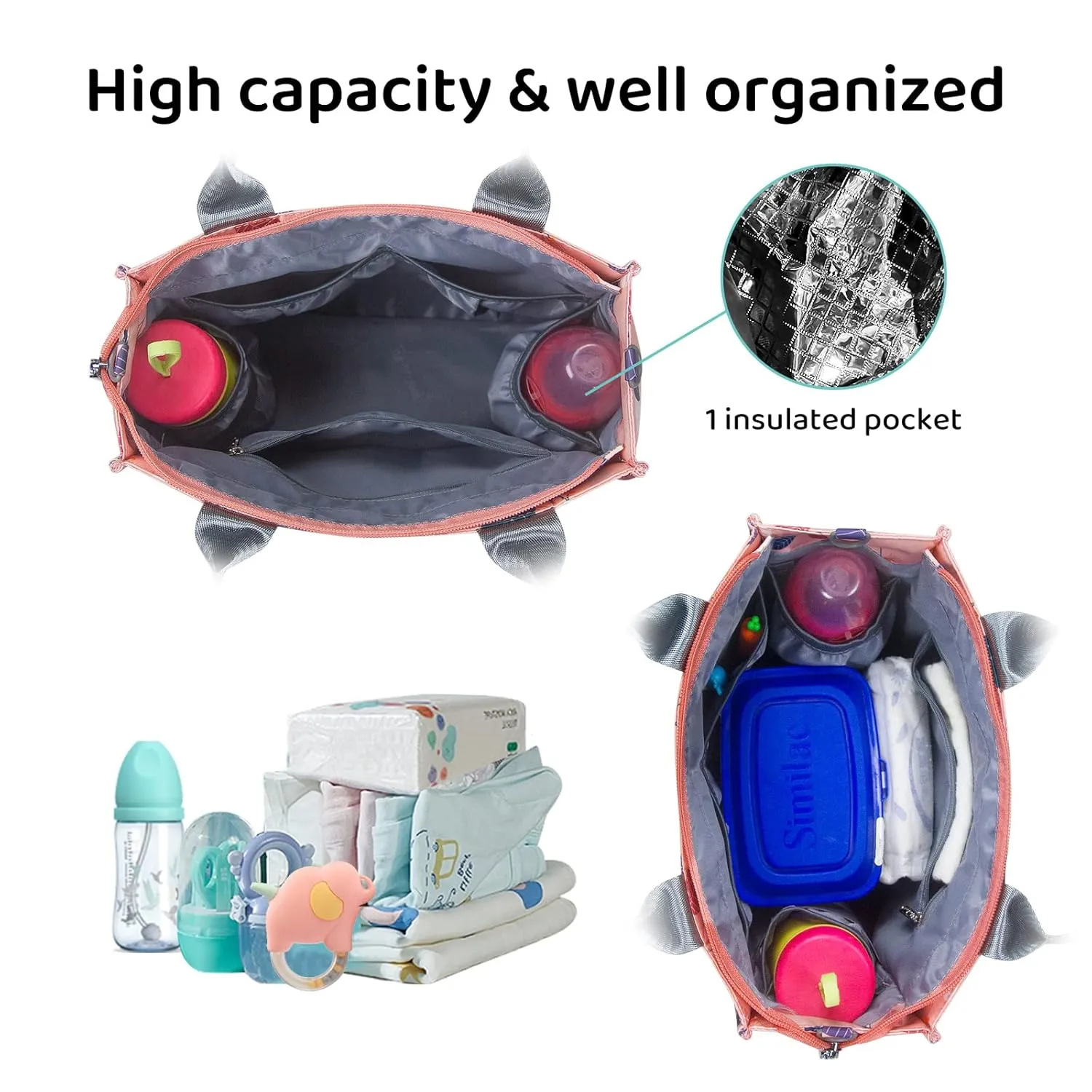Small Diaper Bags Waterproof Travel Tote Mini Diaper Bag Multi-Function Baby Bags Crossbody Purse(Leaf)
