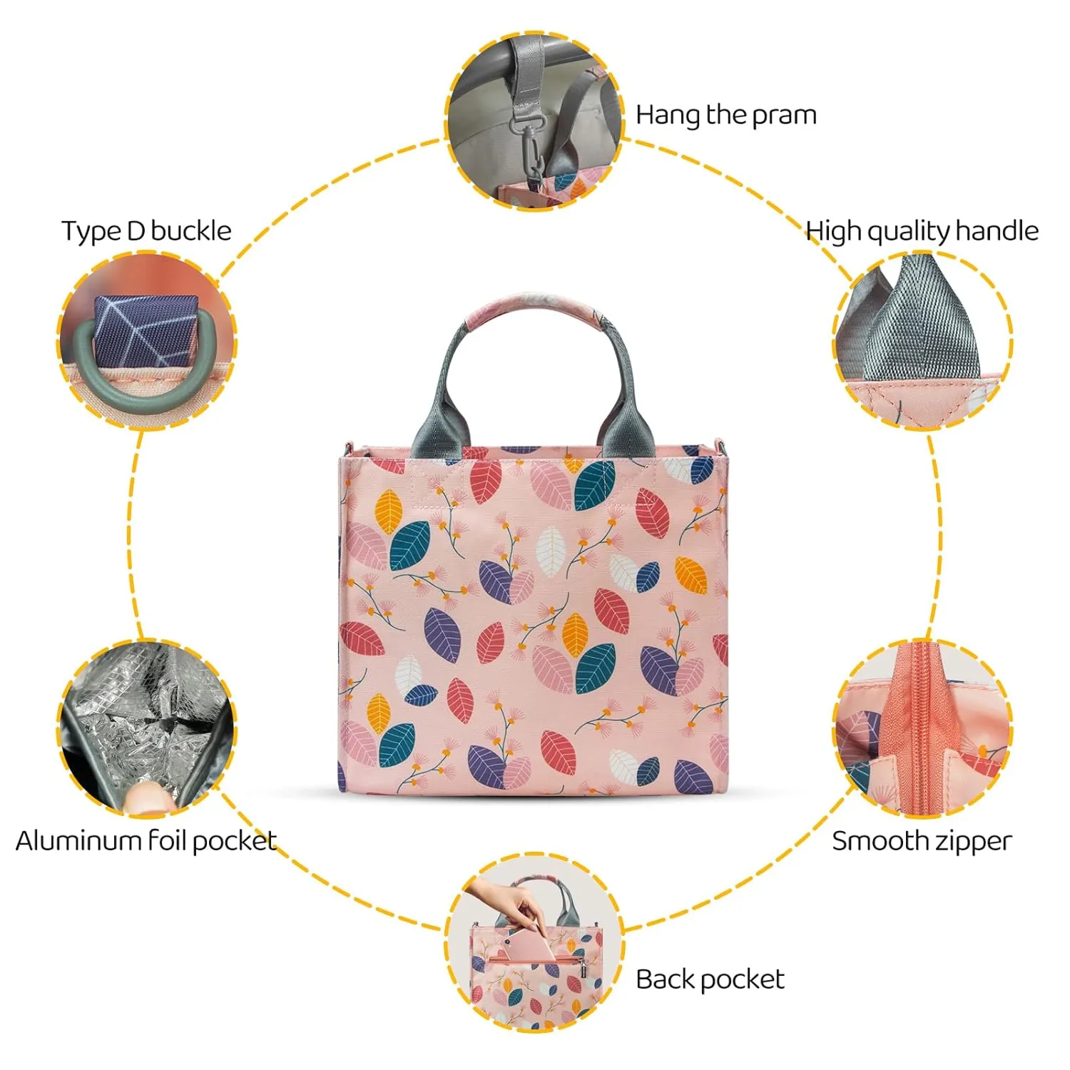 Small Diaper Bags Waterproof Travel Tote Mini Diaper Bag Multi-Function Baby Bags Crossbody Purse(Leaf)