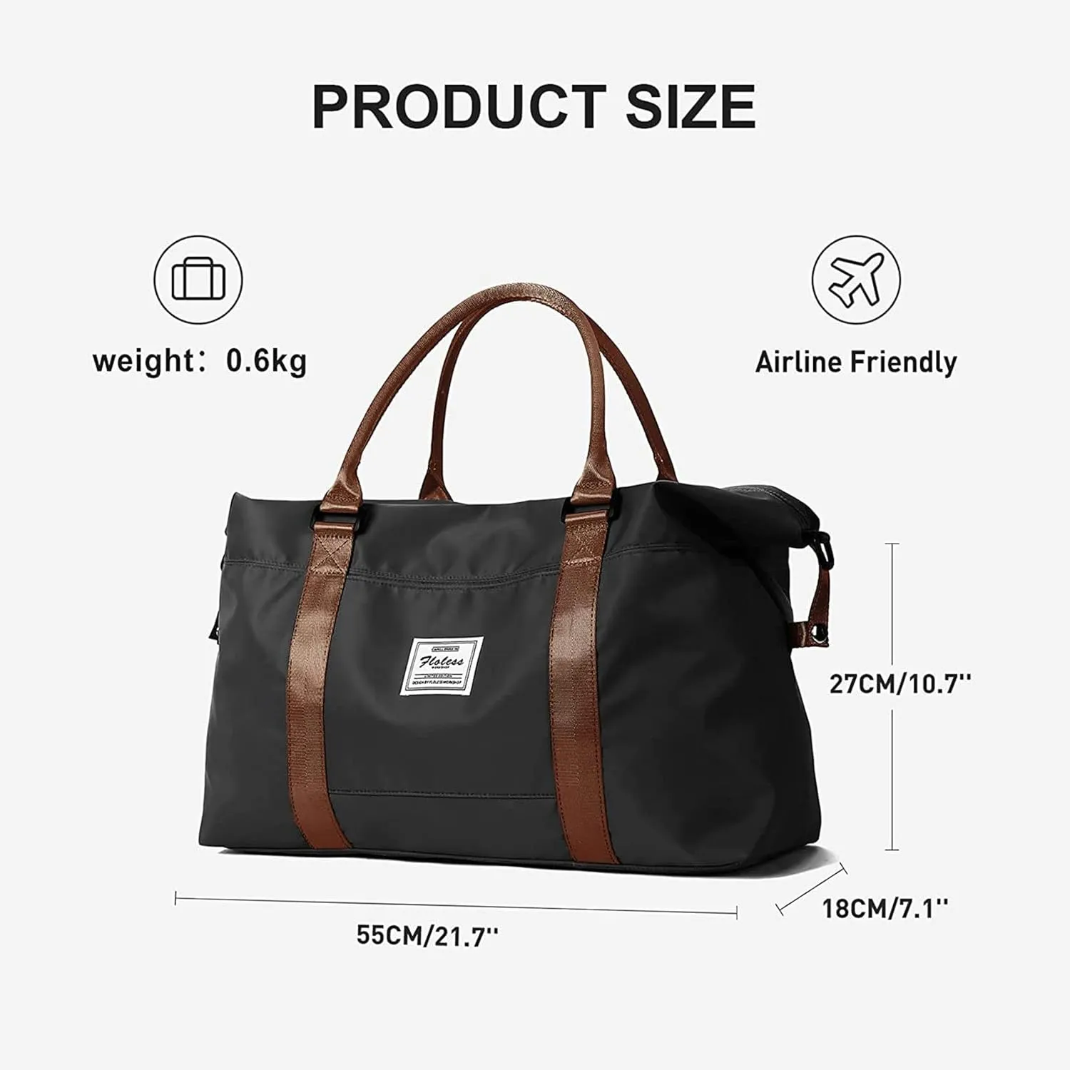 Sport Travel Duffle Large Gym Tote for Women, Weekender Carry-on for Airplane, Ladies Beach Overnight Luggage With Wet Bag Black Large Hospital Bag for Labor and Delivery