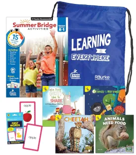 Summer Bridge Activities K-1 Bundle, Ages 5-6, Math, Reading Comprehension, Science, and Writing Summer Learning 1st Grade Workbooks, Sight Word Flash Cards, Children's Books, and Drawstring Bag Paperback  Student Edition, June 10, 2023