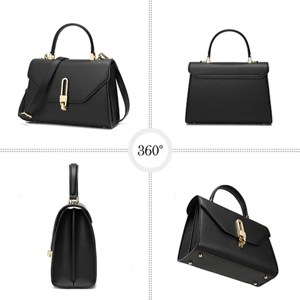 Top Handle Bag Fashion Leather Satchel Bag for Ladies, Zipper Pocket, Metal，Leather tote bag for Women.