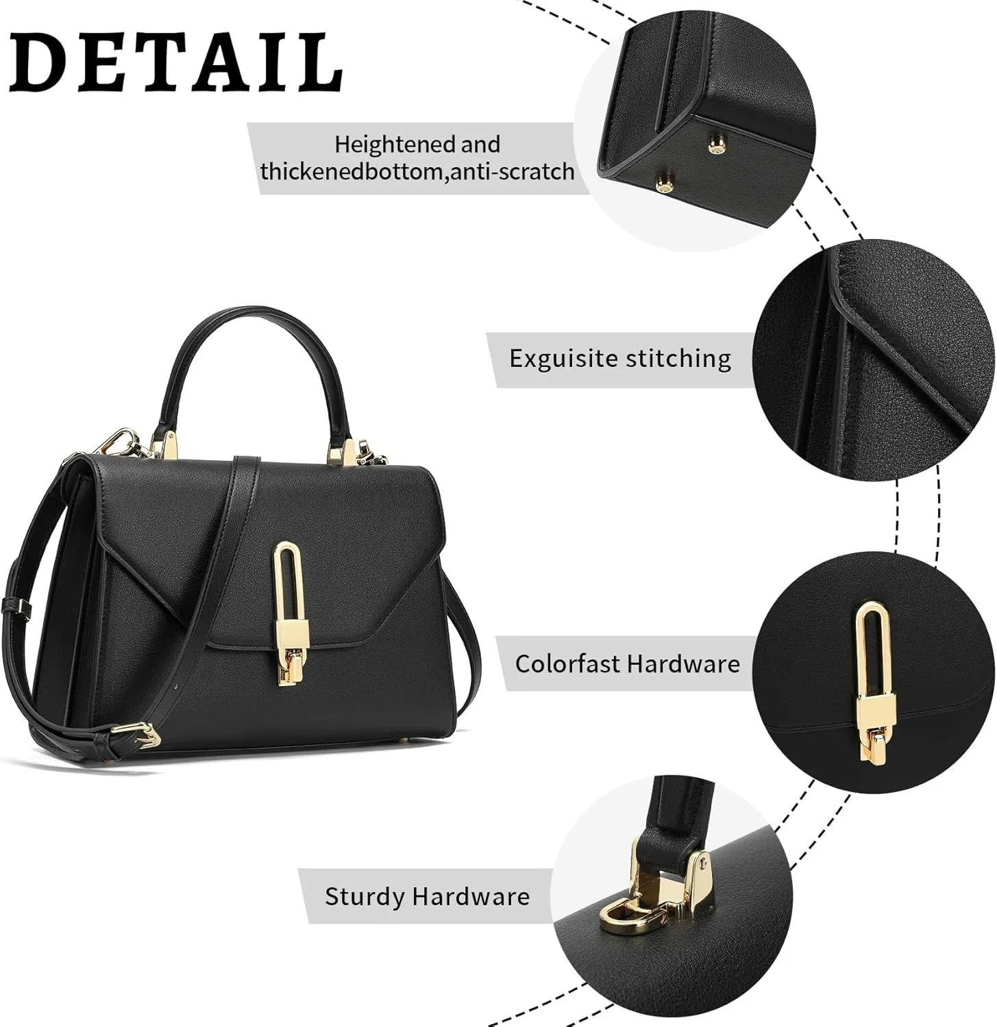 Top Handle Bag Fashion Leather Satchel Bag for Ladies, Zipper Pocket, Metal，Leather tote bag for Women.