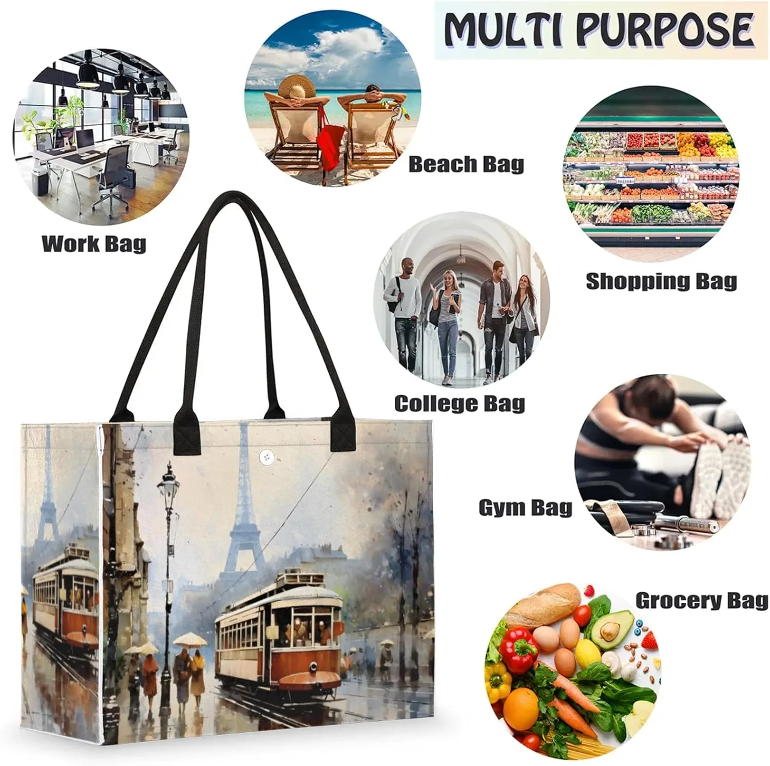 Tote Bag for Women Reusable Canvas Shoulder Bag