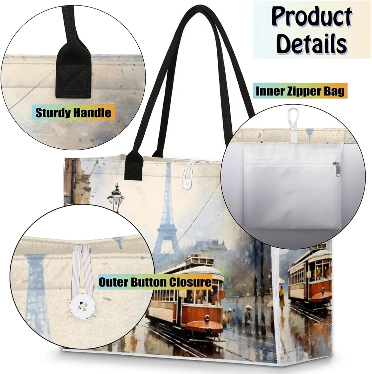 Tote Bag for Women Reusable Canvas Shoulder Bag