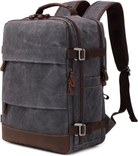 Travel Backpack for Men Carry On Backpack Flight Approved Personal Item Backpack, 17 inch Laptop Backpack Casual Daypack Weekender Business Hiking Backpack, Black Gray