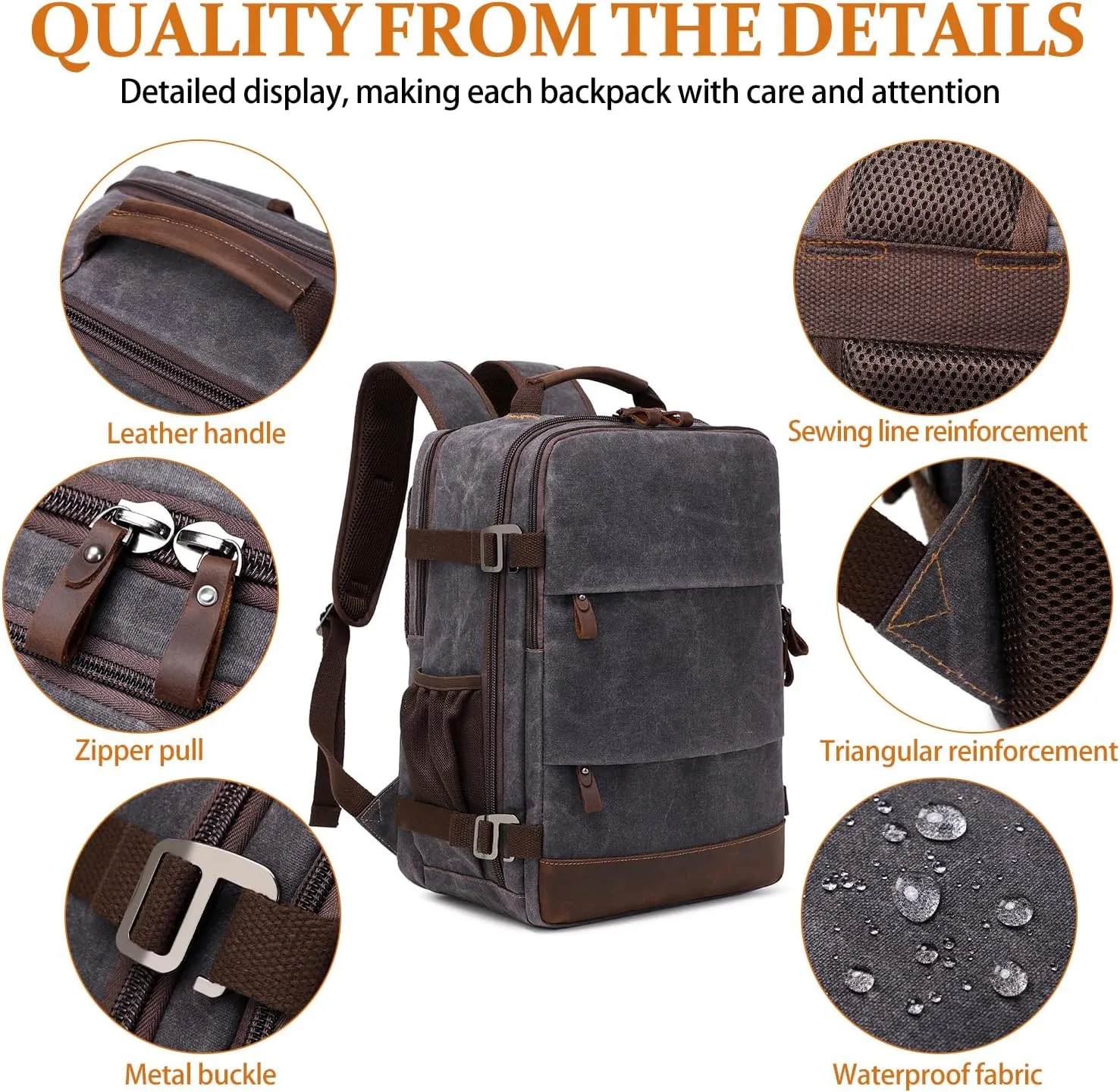 Travel Backpack for Men Carry On Backpack Flight Approved Personal Item Backpack, 17 inch Laptop Backpack Casual Daypack Weekender Business Hiking Backpack, Black Gray