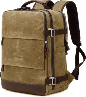 Travel Backpack for Men Carry On Backpack Flight Approved Personal Item Backpack, 17 inch Laptop Backpack Casual Daypack Weekender Business Hiking Backpack, Brown