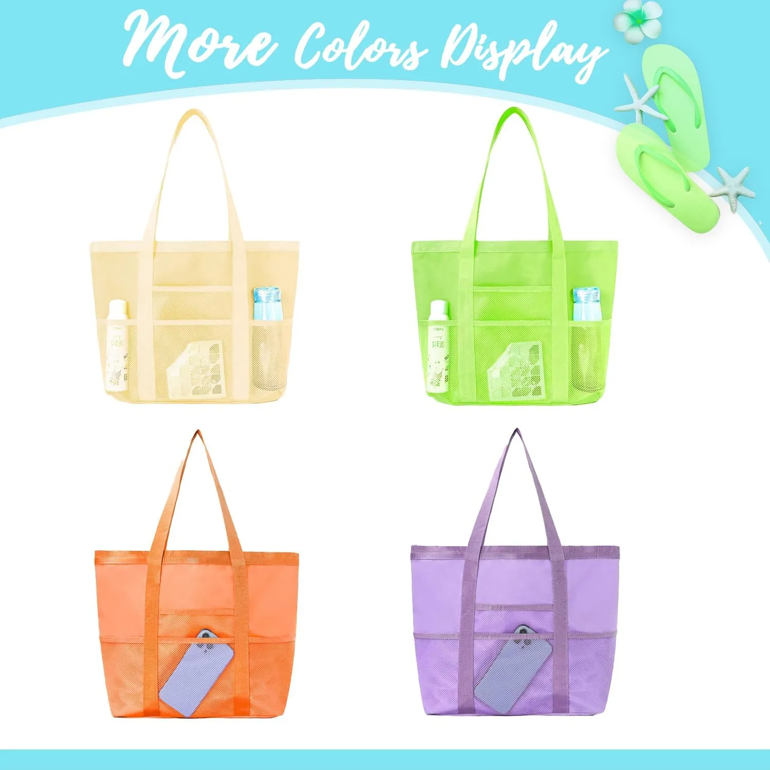 Ulico Personalized Beach Bag Embroidered NameCustom Mesh Tote Bag for Women, Foldable Shoulder Bags for Swimming Pools