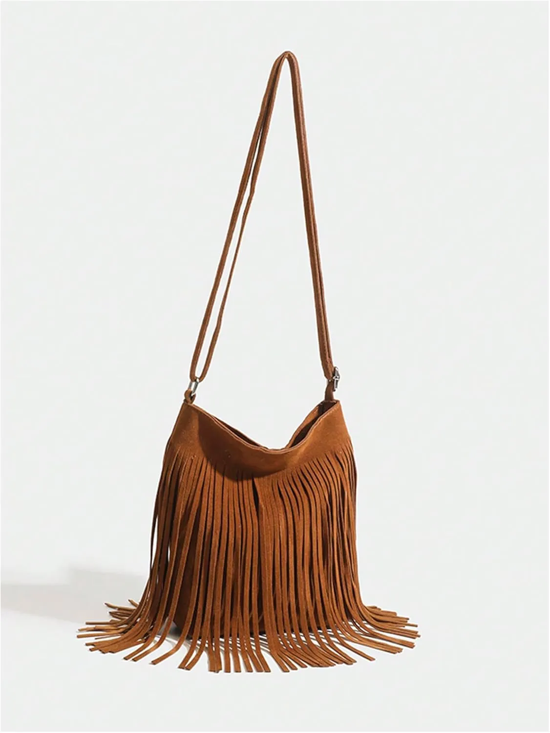 Verdusa Women's Fringe Crossbody Tote Bags Boho Tassel Hobo Shoulder Bag