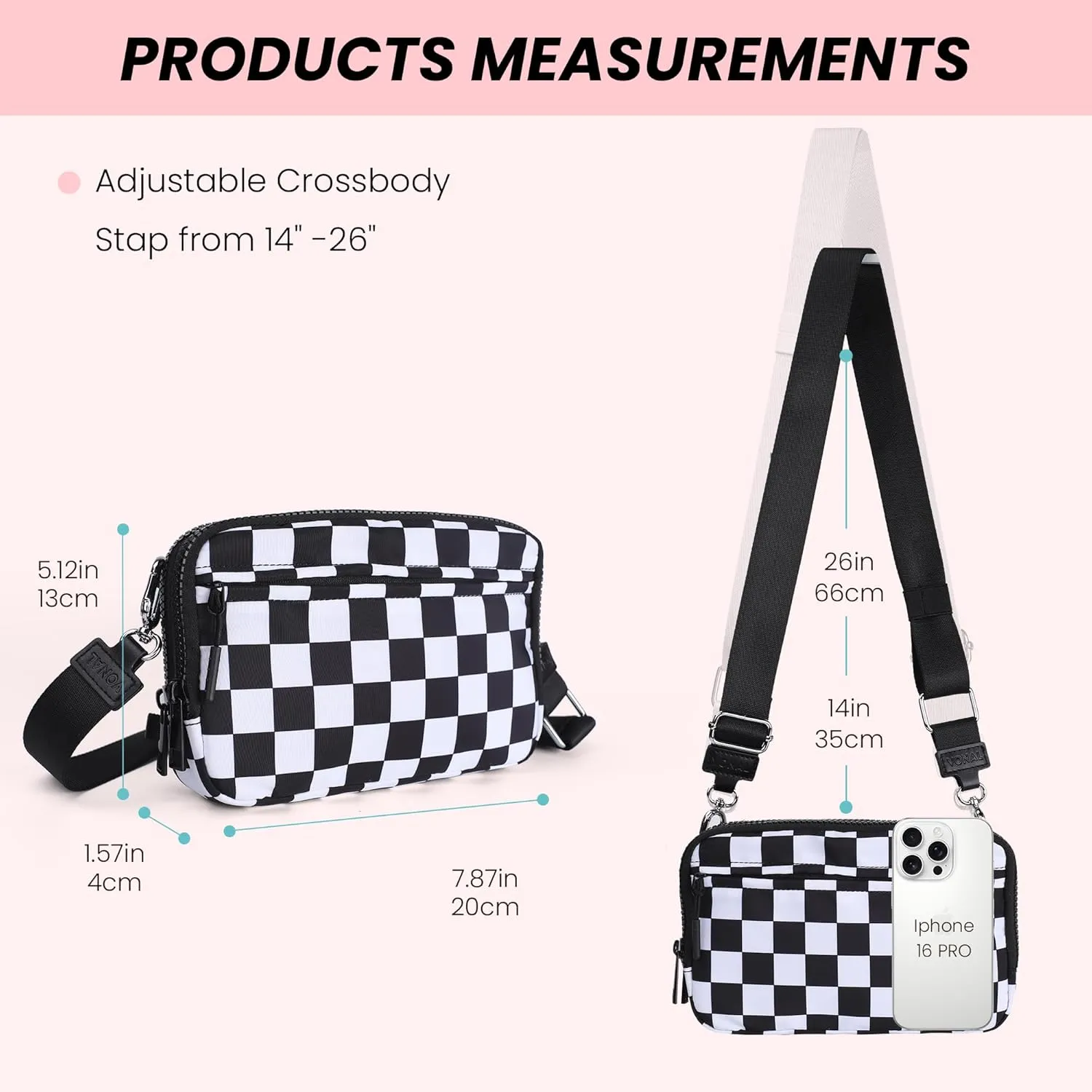 VONAL Wristlet Wallets for Women, RFID Wristlet Purse Built in Wallet, Small Nylon Crossbody Bags, Credit Card Holder