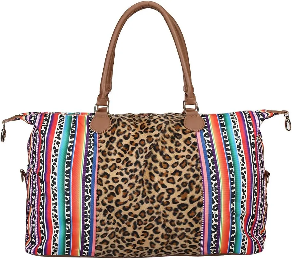 Weekender Bag Duffle Bag For Women Large Travel Tote Bag Overnight Weekend Bags With Shoulder Strap Cow Leopard Atzec