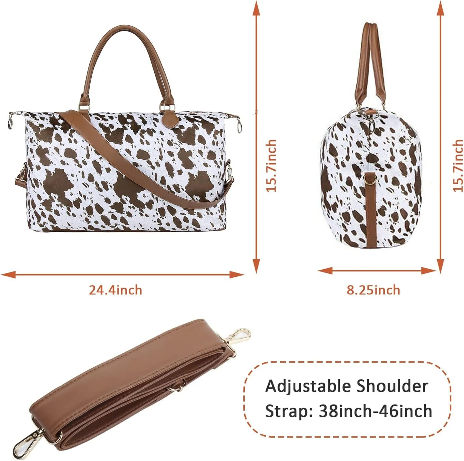 Weekender Bag Duffle Bag For Women Large Travel Tote Bag Overnight Weekend Bags With Shoulder Strap Cow Leopard Atzec