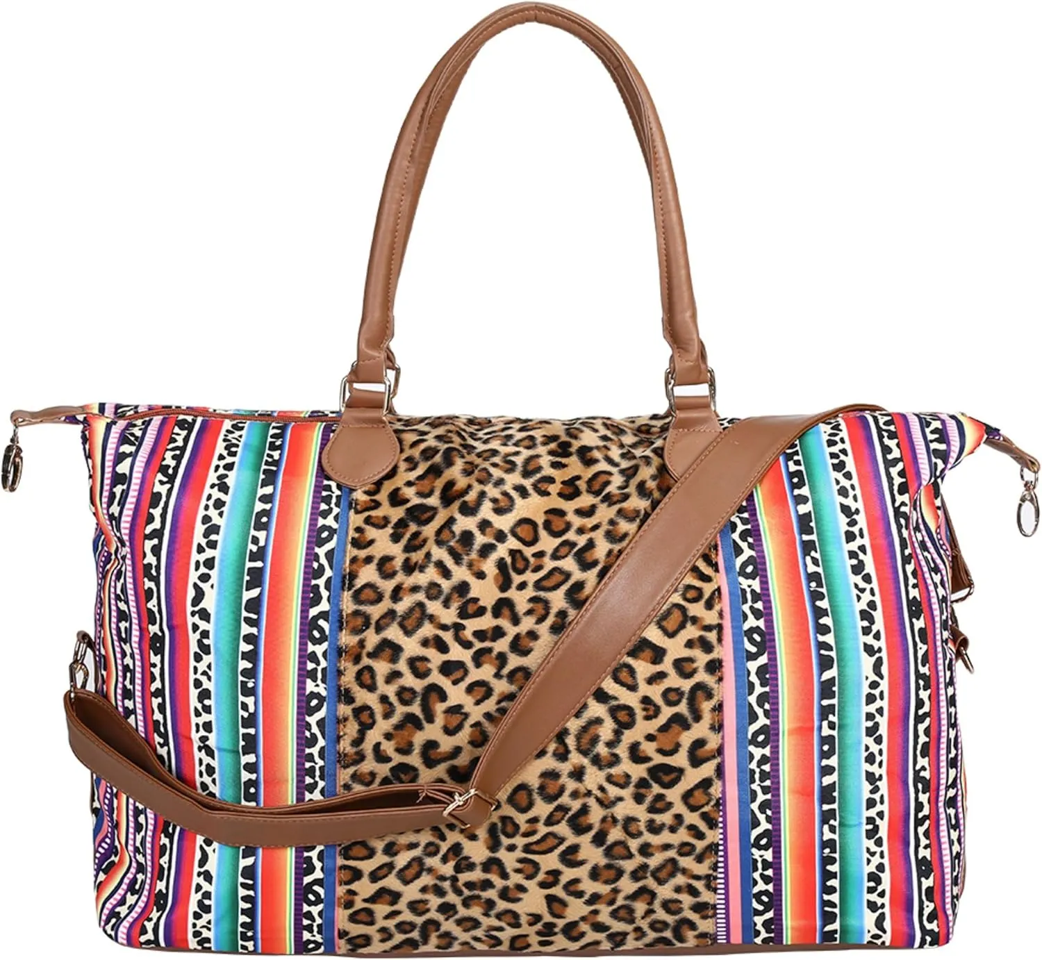 Weekender Bag Duffle Bag For Women Large Travel Tote Bag Overnight Weekend Bags With Shoulder Strap Cow Leopard Atzec