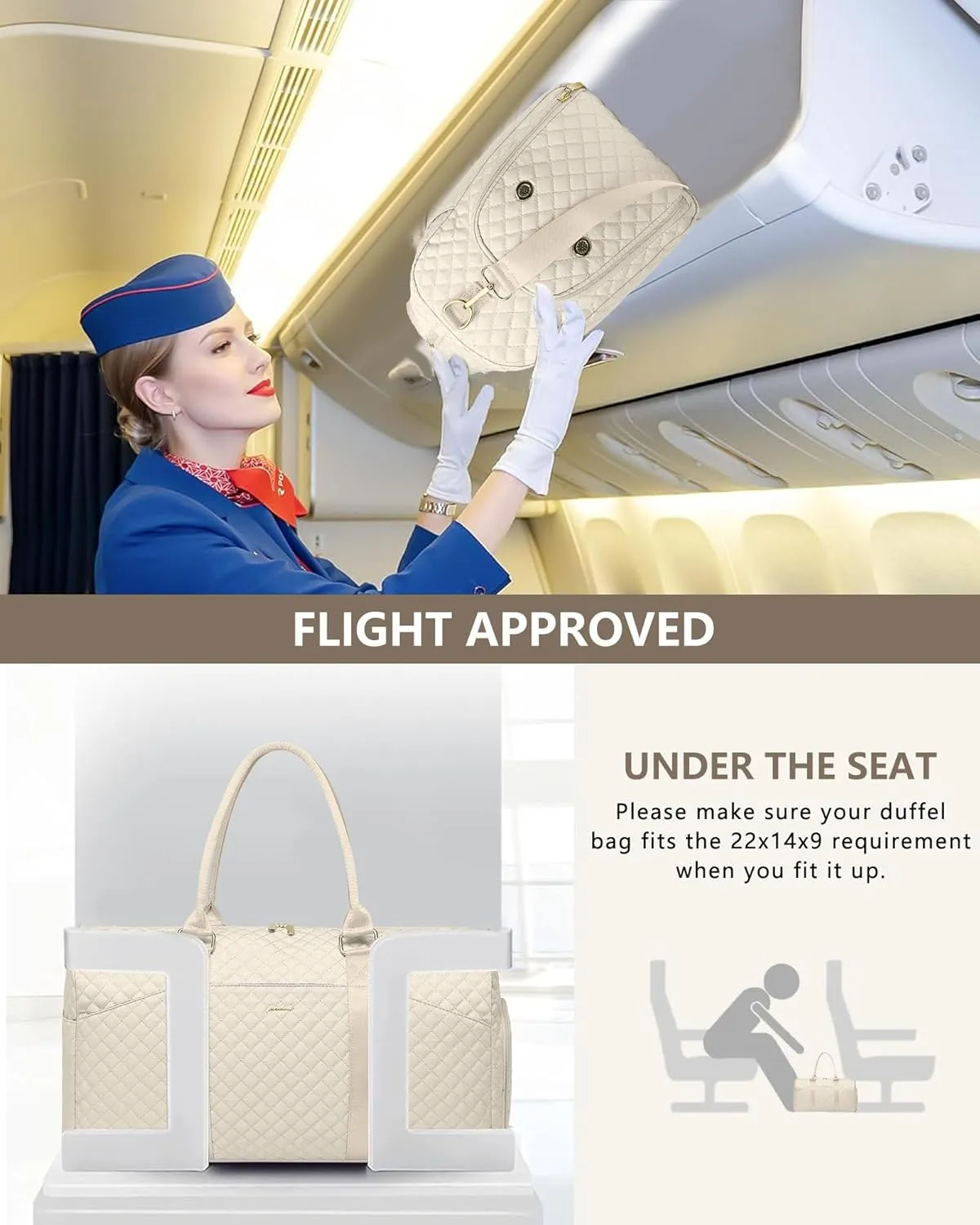 Weekender Travel Duffle Bag for Women - Carry on Bag with Shoe Compartment Overnight Bags with Toiletry Bag Wet Pocket Weekend Traveling Yoga Gym Hospital Bags for Labor and Delivery Beige