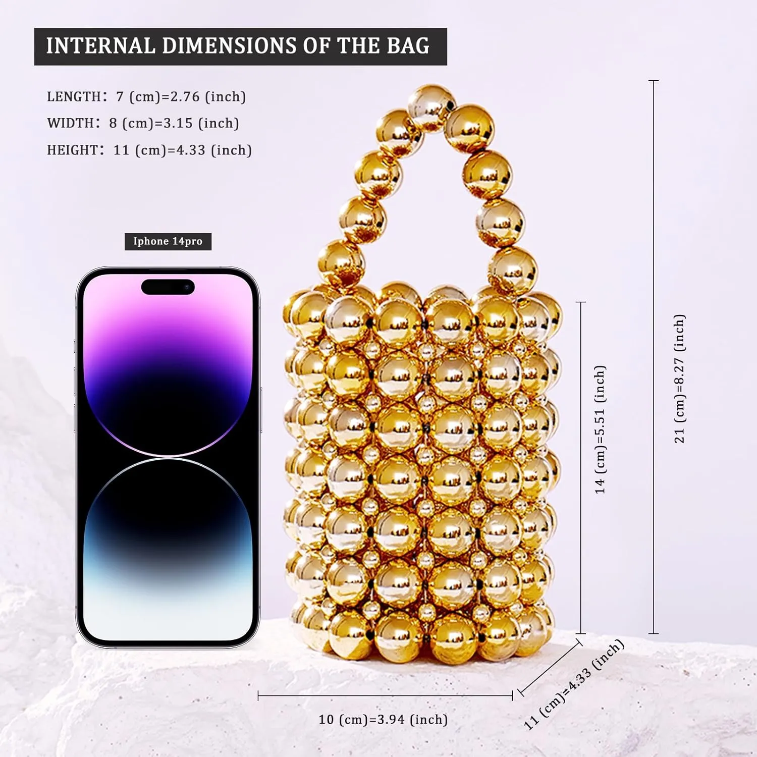 white pearl Women Beaded crossbody purse Evening Bucket Handmade Bags with DustBag for Wedding Party banquet