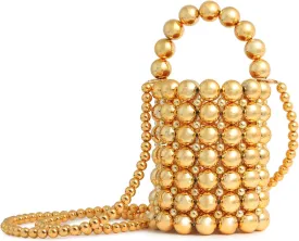 white pearl Women Beaded crossbody purse Evening Bucket Handmade Bags with DustBag for Wedding Party banquet