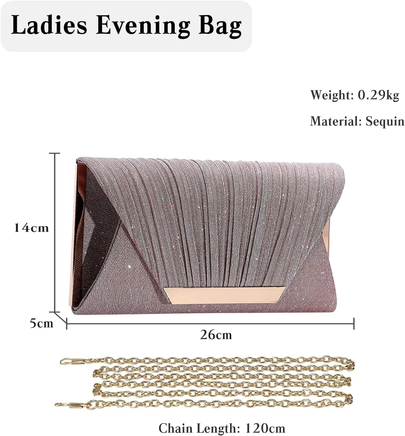 Women Envelope Evening Bag Glitter Sequins Clutch Bag Bridal Wedding Purse Sparkly Shoulder Bag Shiny Handbag
