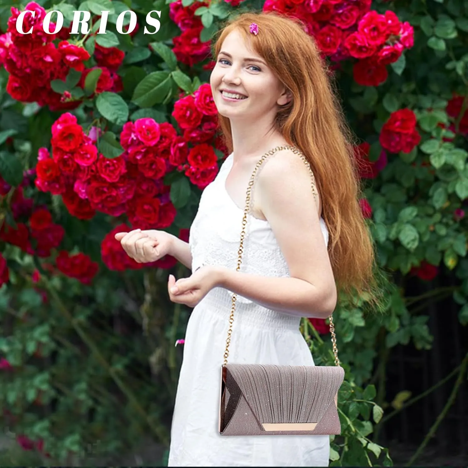 Women Envelope Evening Bag Glitter Sequins Clutch Bag Bridal Wedding Purse Sparkly Shoulder Bag Shiny Handbag