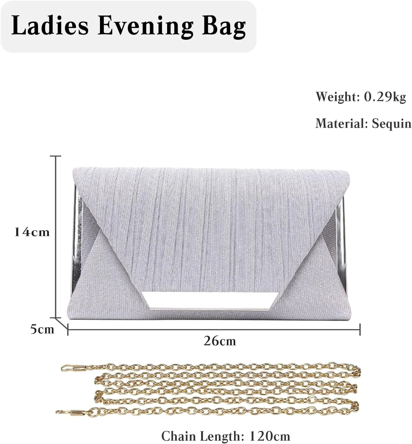 Women Envelope Evening Bag Glitter Sequins Clutch Bag Bridal Wedding Purse Sparkly Shoulder Bag Shiny Handbag