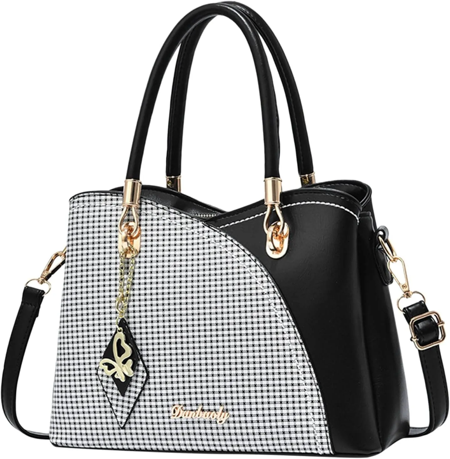 Women Handbag Large Capacity Plaid Contrast Color Middle One Shoulder Messenger Bag Bag Charms for Bags