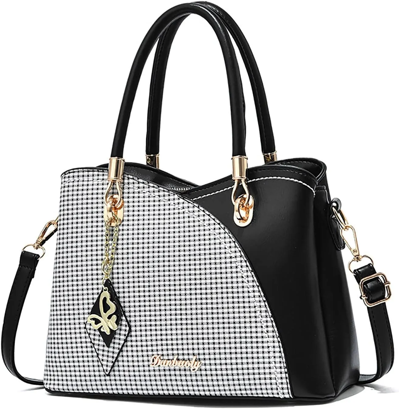 Women Handbag Large Capacity Plaid Contrast Color Middle One Shoulder Messenger Bag Bag Charms for Bags