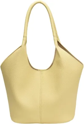 Women PU Tote Bag Simple Shoulder Purse Large Capacity Vegan Leather Bucket Bag Solid Color Fashion Shoulder Bag Out