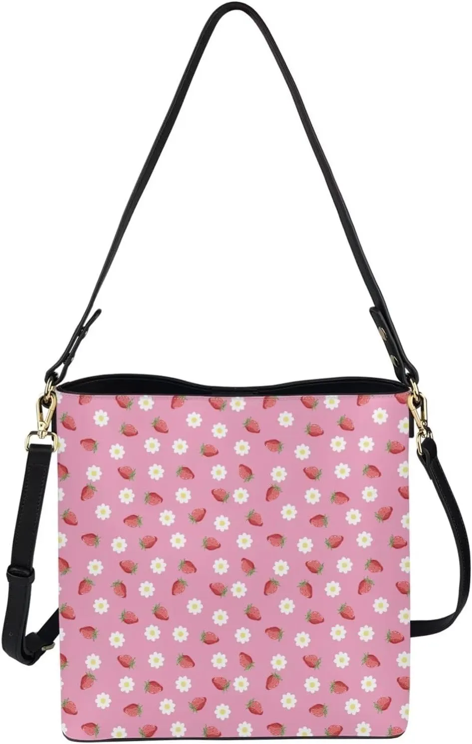 WomenLeather Bucket Bags Medium Universal Large Shoulder Tote Handbag with 2 Straps