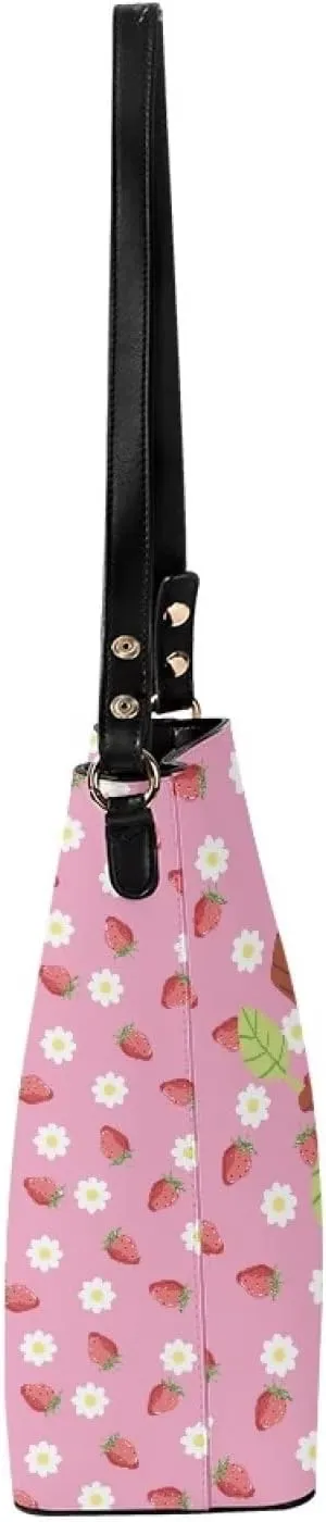 WomenLeather Bucket Bags Medium Universal Large Shoulder Tote Handbag with 2 Straps