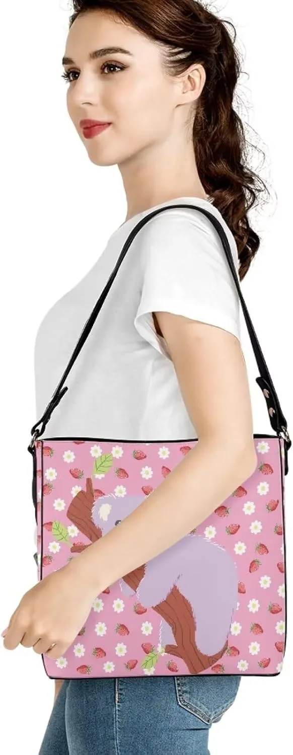 WomenLeather Bucket Bags Medium Universal Large Shoulder Tote Handbag with 2 Straps
