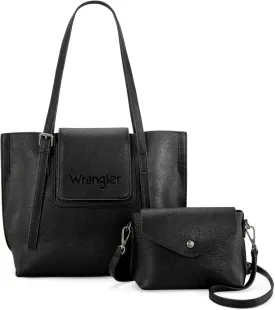 Wrangler Tote Handbags for Women Vegan Leather Shoulder Tote Purse with Small Crossbody Bag
