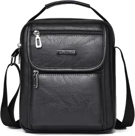 Zipper Buckle Leather Messenger Bag Crossbody Shoulder Bag Vintage Handle Bags